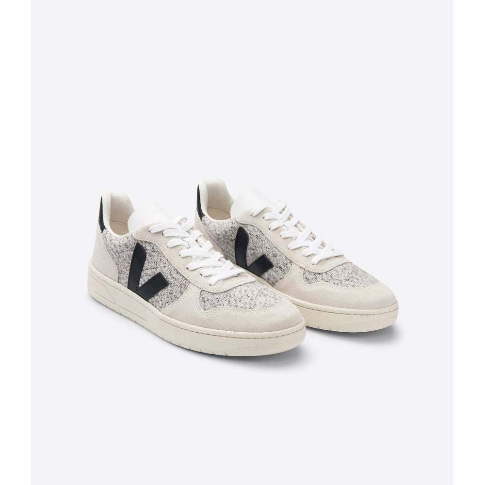 Veja V-10 FLANNEL Women's Sneakers White/Black | NZ 643ZUT